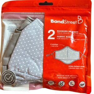 100 Bond Street Fabric Face Masks 2-Pack Bulk Lot Adult Kids Reusable Cotton